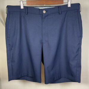 Peter Millar Crow Logo Performance Golf Shorts Camo Trim– Navy Blue Size 36